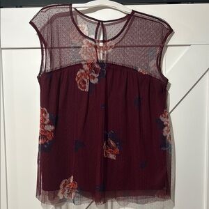 Maurices maroon Asymmetrical Embellished Blouse